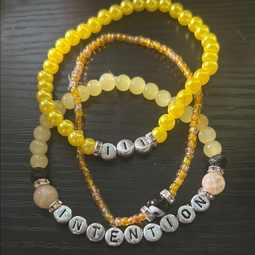 Yellow Beaded Intention Bracelets